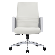 Aleen Leather Office Chair with Adjustable Height, Tilt and 360 Degree Swivel White Office Chair Leisuremod