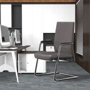 Aleen Office Chair with Upholstered Seat and Metal Armrest Grey Office Chair Leisuremod