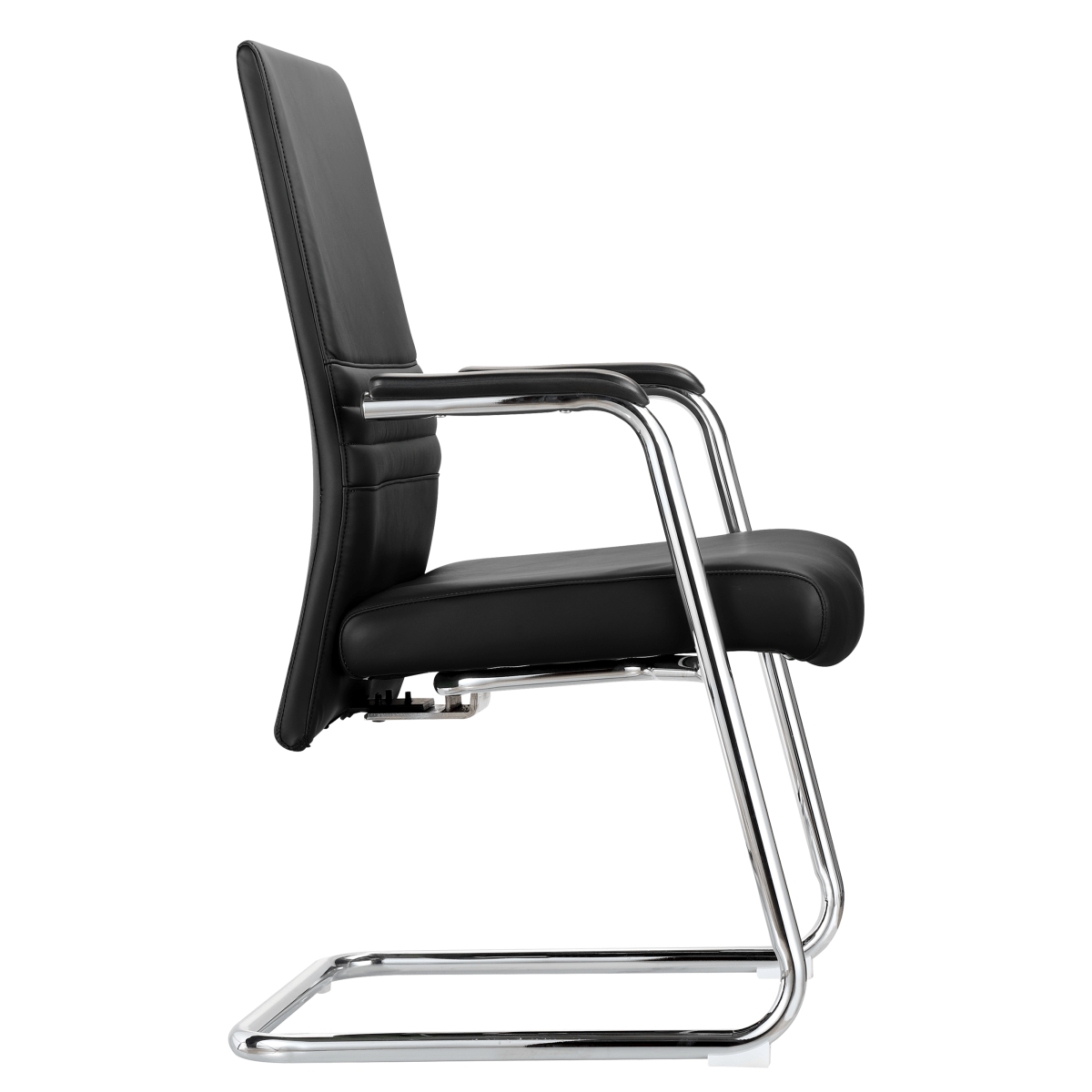 Aleen Office Chair with Upholstered Seat and Metal Armrest Black Office Chair Leisuremod