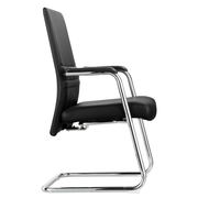 Aleen Office Chair with Upholstered Seat and Metal Armrest Black Office Chair Leisuremod