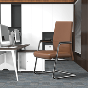 Aleen Office Chair with Upholstered Seat and Metal Armrest Dark Brown Office Chair Leisuremod