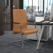 Aleen Office Chair with Upholstered Seat and Metal Armrest Acorn Brown Office Chair Leisuremod