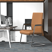 Aleen Office Chair with Upholstered Seat and Metal Armrest Acorn Brown Office Chair Leisuremod