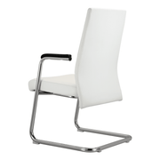 Aleen Office Chair with Upholstered Seat and Metal Armrest White Office Chair Leisuremod