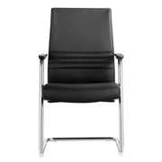 Aleen Office Chair with Upholstered Seat and Metal Armrest Black Office Chair Leisuremod