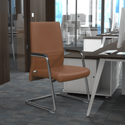 Aleen Office Chair with Upholstered Seat and Metal Armrest Dark Brown Office Chair Leisuremod