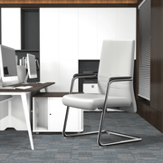 Aleen Office Chair with Upholstered Seat and Metal Armrest White Office Chair Leisuremod