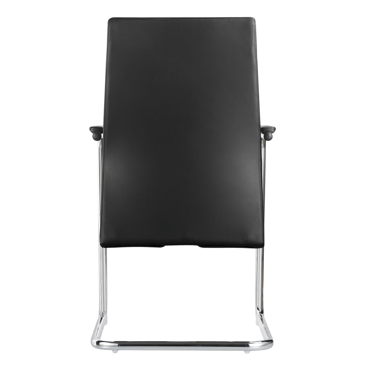 Aleen Office Chair with Upholstered Seat and Metal Armrest Black Office Chair Leisuremod