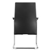 Aleen Office Chair with Upholstered Seat and Metal Armrest Black Office Chair Leisuremod