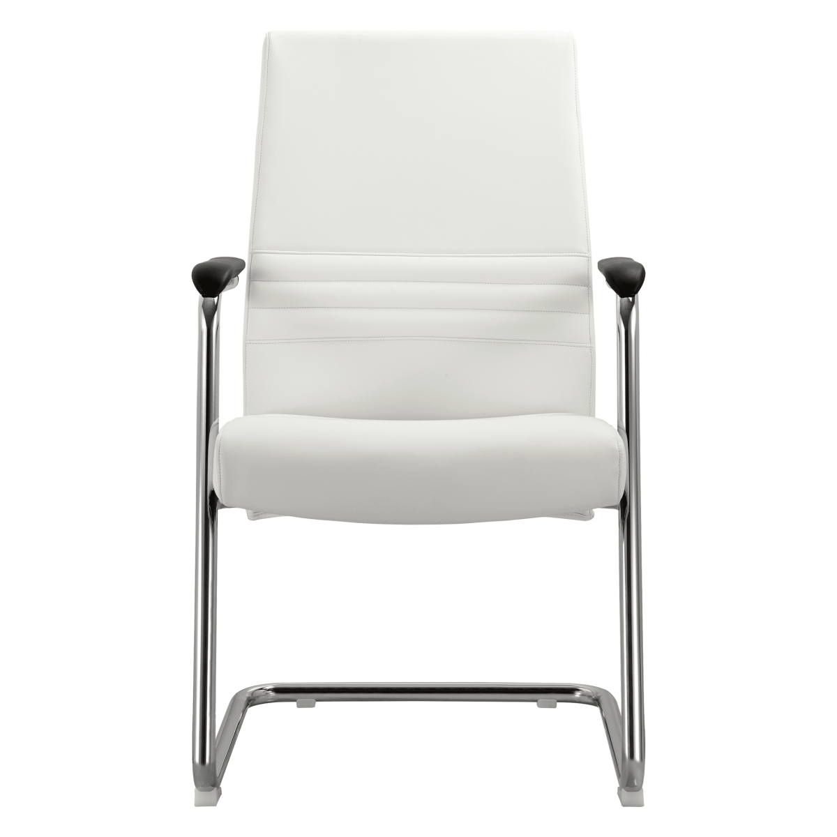 Aleen Office Chair with Upholstered Seat and Metal Armrest White Office Chair Leisuremod