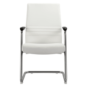 Aleen Office Chair with Upholstered Seat and Metal Armrest White Office Chair Leisuremod