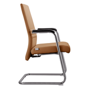 Aleen Office Chair with Upholstered Seat and Metal Armrest Acorn Brown Office Chair Leisuremod