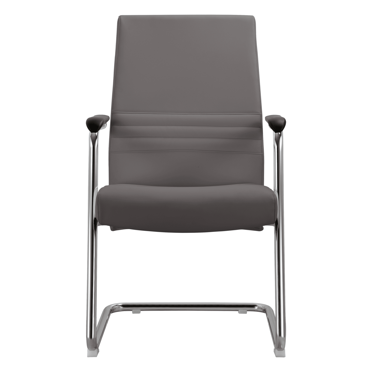Aleen Office Chair with Upholstered Seat and Metal Armrest Grey Office Chair Leisuremod