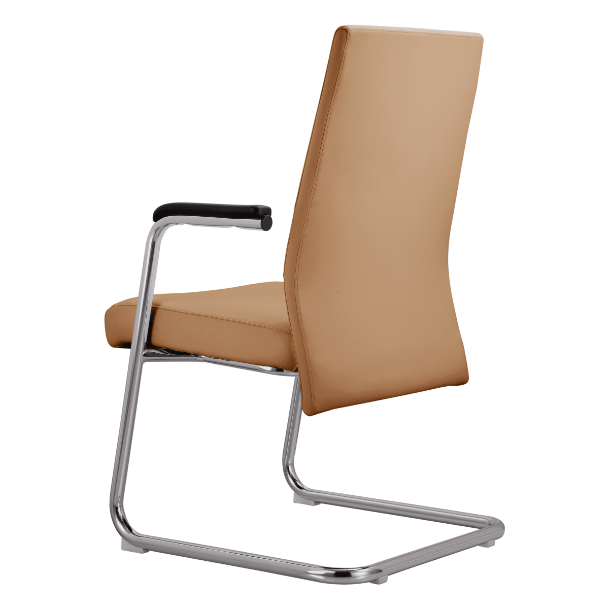 Aleen Office Chair with Upholstered Seat and Metal Armrest Acorn Brown Office Chair Leisuremod