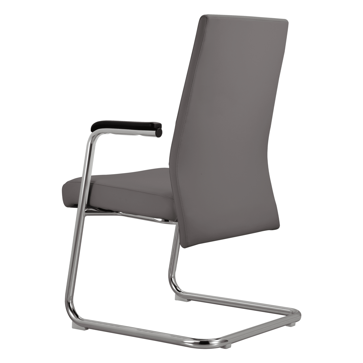 Aleen Office Chair with Upholstered Seat and Metal Armrest Grey Office Chair Leisuremod