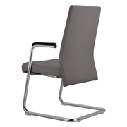 Aleen Office Chair with Upholstered Seat and Metal Armrest Grey Office Chair Leisuremod