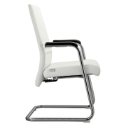 Aleen Office Chair with Upholstered Seat and Metal Armrest White Office Chair Leisuremod