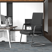 Aleen Office Chair with Upholstered Seat and Metal Armrest Black Office Chair Leisuremod