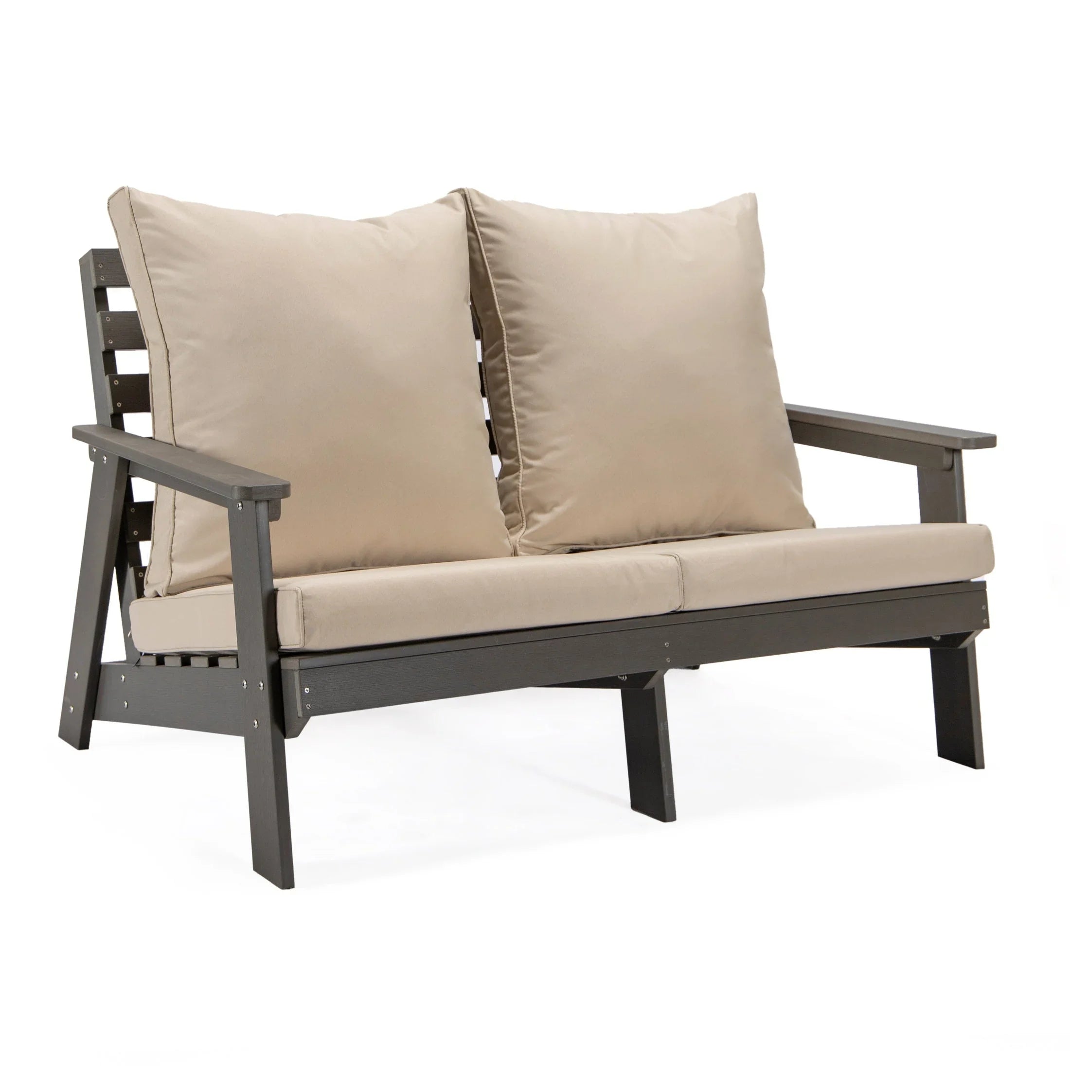 Alpine Outdoor Loveseat in High Impact Polystyrene with Removable Cushions - Elax Furniture