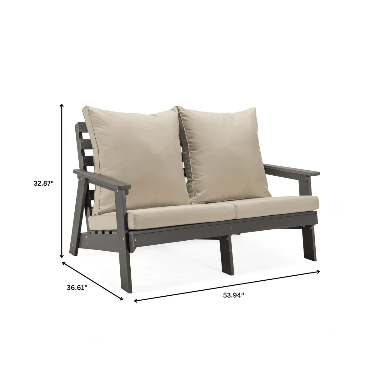 Alpine Outdoor Loveseat in High Impact Polystyrene with Removable Cushions - Elax Furniture
