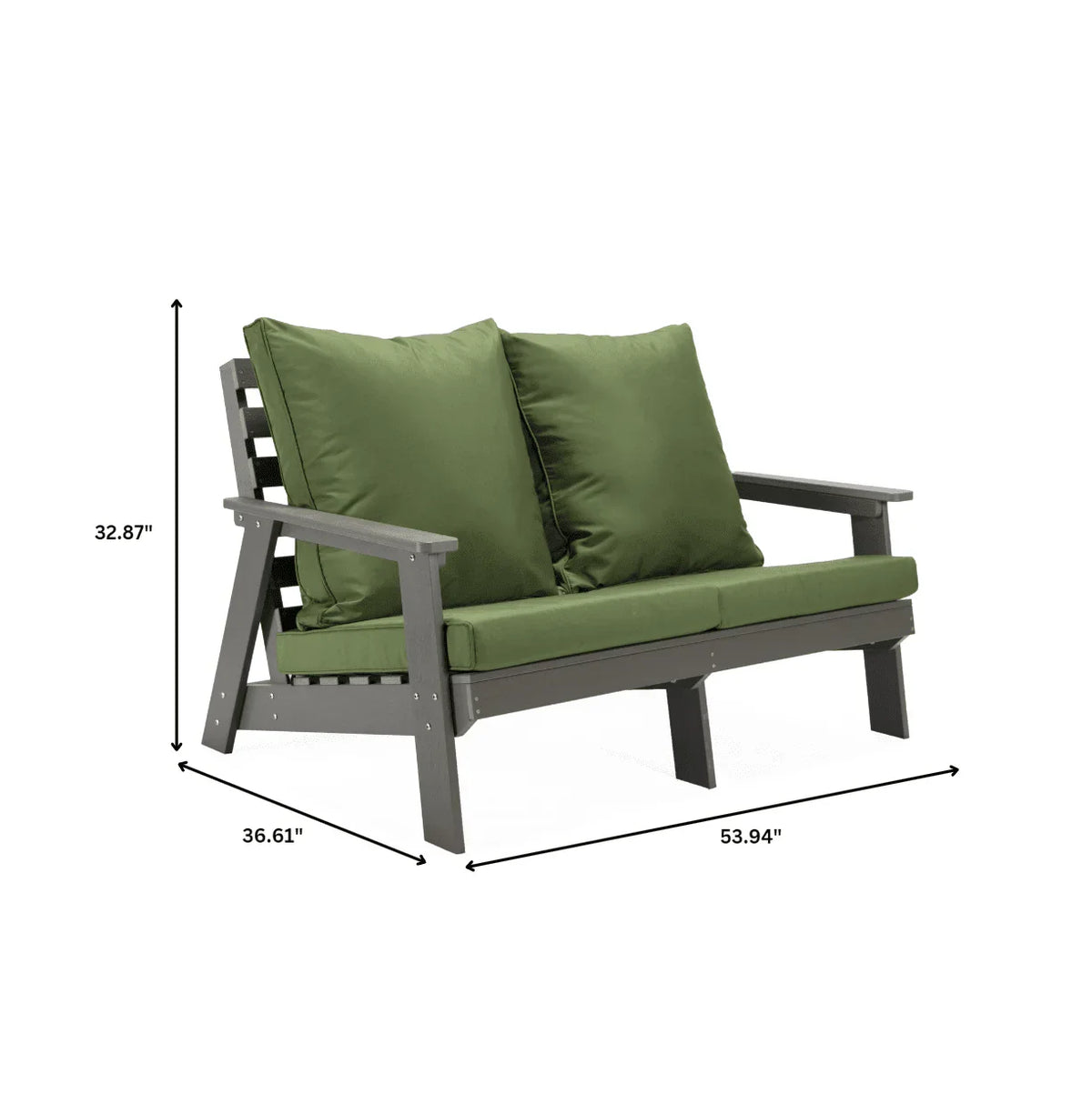 Alpine Outdoor Loveseat in High Impact Polystyrene with Removable Cushions - Elax Furniture