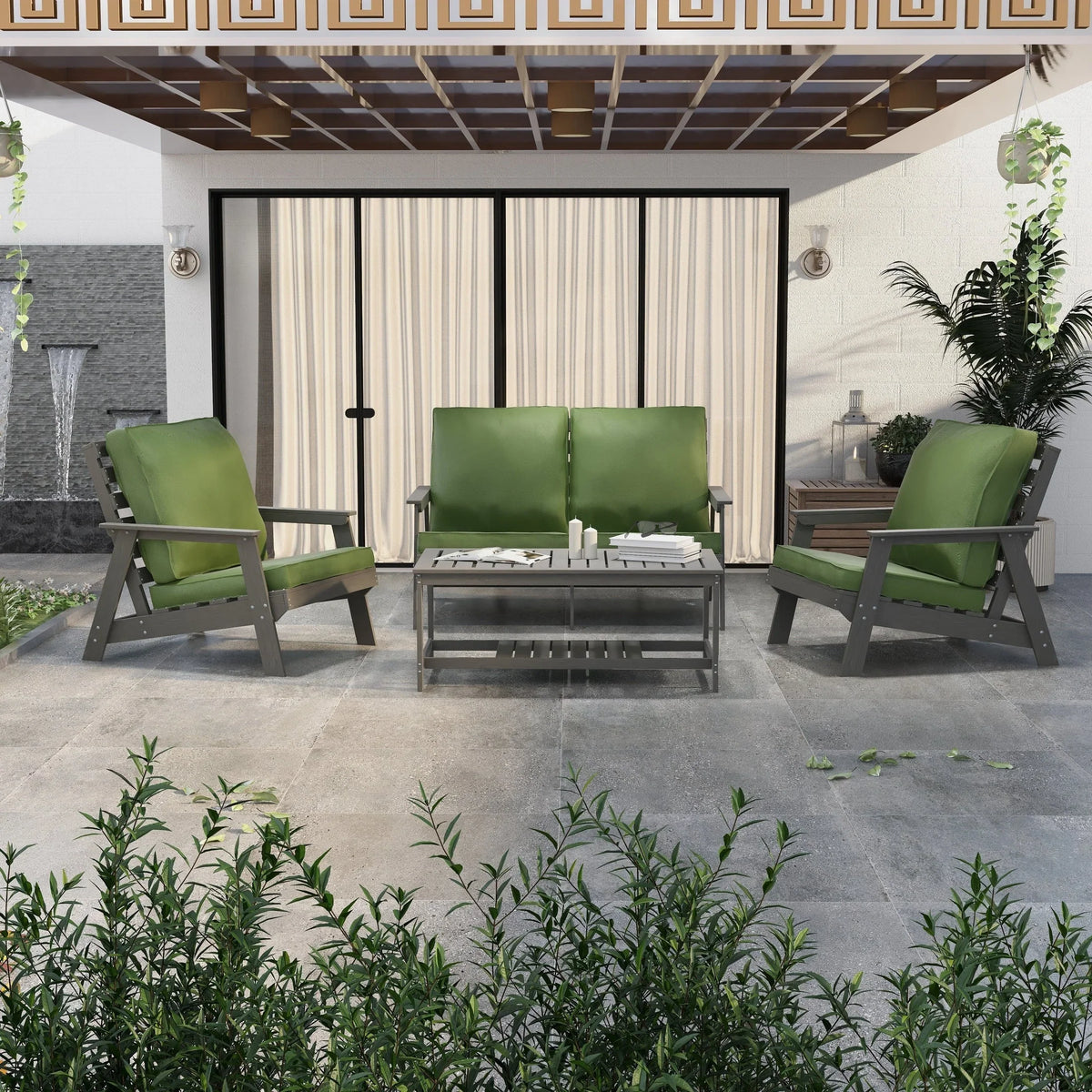 Alpine Outdoor Loveseat in High Impact Polystyrene with Removable Cushions - Elax Furniture