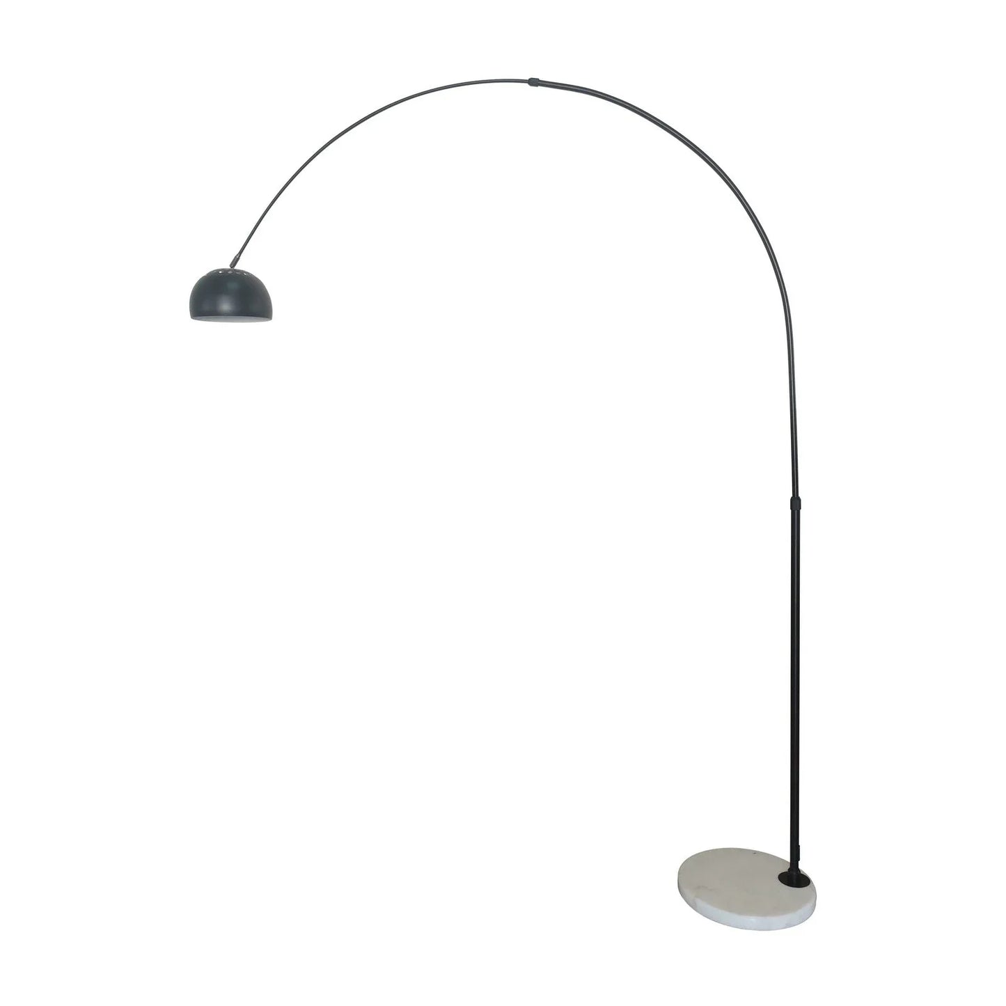 Arco Modern Arched Floor Lamp 76" Height with White Round Marble Base and Metal Dome Lamp Shade - Elax Furniture