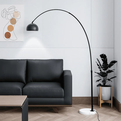 Arco Modern Arched Floor Lamp 76" Height with White Round Marble Base and Metal Dome Lamp Shade - Elax Furniture