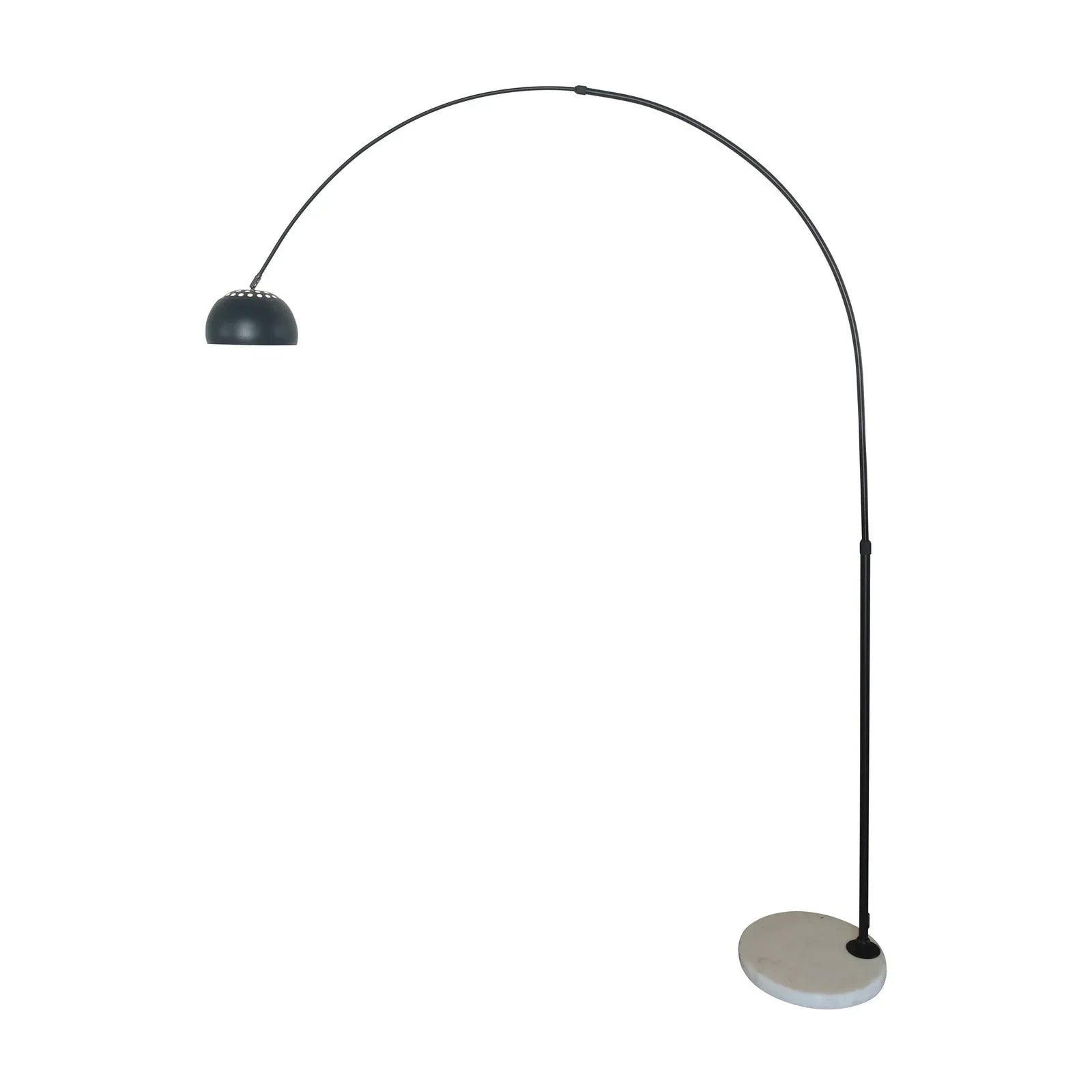 Arco Modern Arched Floor Lamp 76" Height with White Round Marble Base and Metal Dome Lamp Shade - Elax Furniture