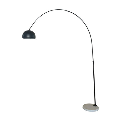 Arco Modern Arched Floor Lamp 76" Height with White Round Marble Base and Metal Dome Lamp Shade - Elax Furniture