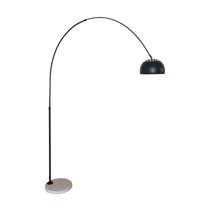 Arco Modern Arched Floor Lamp 76" Height with White Round Marble Base and Metal Dome Lamp Shade - Elax Furniture