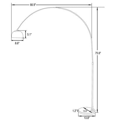 Arco Modern Arched Floor Lamp 76" Height with White Round Marble Base and Metal Dome Lamp Shade - Elax Furniture