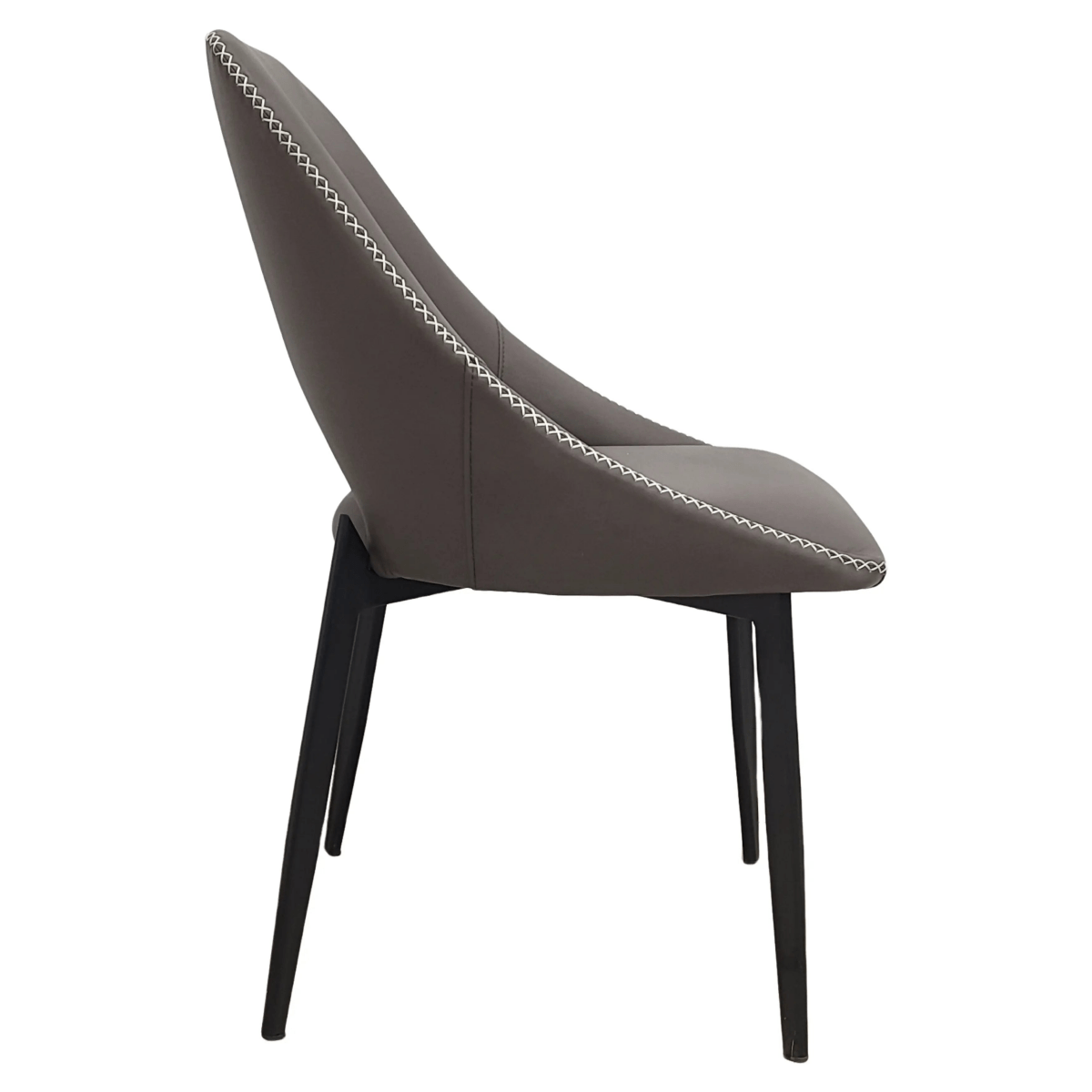 Amalfi Upholstered Dining Chair with a Curved Open Back Design in Black Iron Grey CHAIR Leisuremod