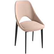 Amalfi Upholstered Dining Chair with a Curved Open Back Design in Black Iron Taupe CHAIR Leisuremod