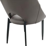 Amalfi Upholstered Dining Chair with a Curved Open Back Design in Black Iron Grey CHAIR Leisuremod