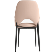 Amalfi Upholstered Dining Chair with a Curved Open Back Design in Black Iron Taupe CHAIR Leisuremod