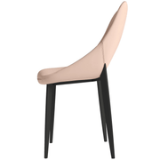 Amalfi Upholstered Dining Chair with a Curved Open Back Design in Black Iron Taupe CHAIR Leisuremod