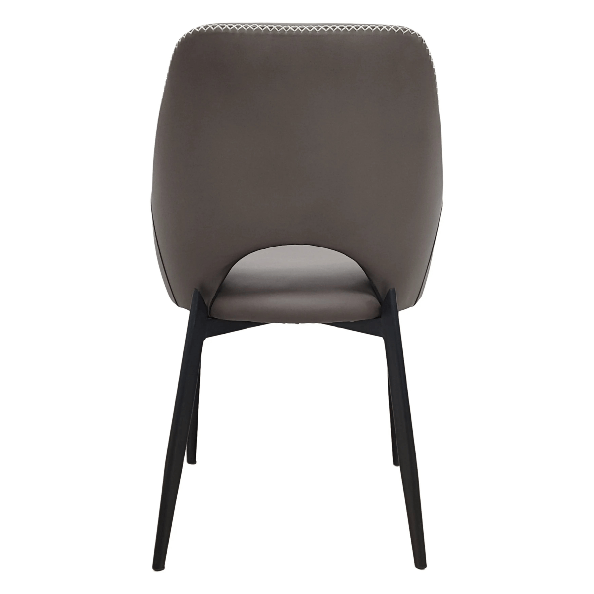 Amalfi Upholstered Dining Chair with a Curved Open Back Design in Black Iron Grey CHAIR Leisuremod