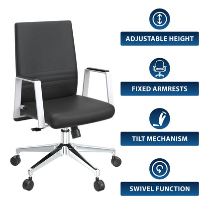 Aleen Leather Office Chair with Adjustable Height, Tilt and 360 Degree Swivel - Elax Furniture