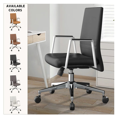 Aleen Leather Office Chair with Adjustable Height, Tilt and 360 Degree Swivel - Elax Furniture