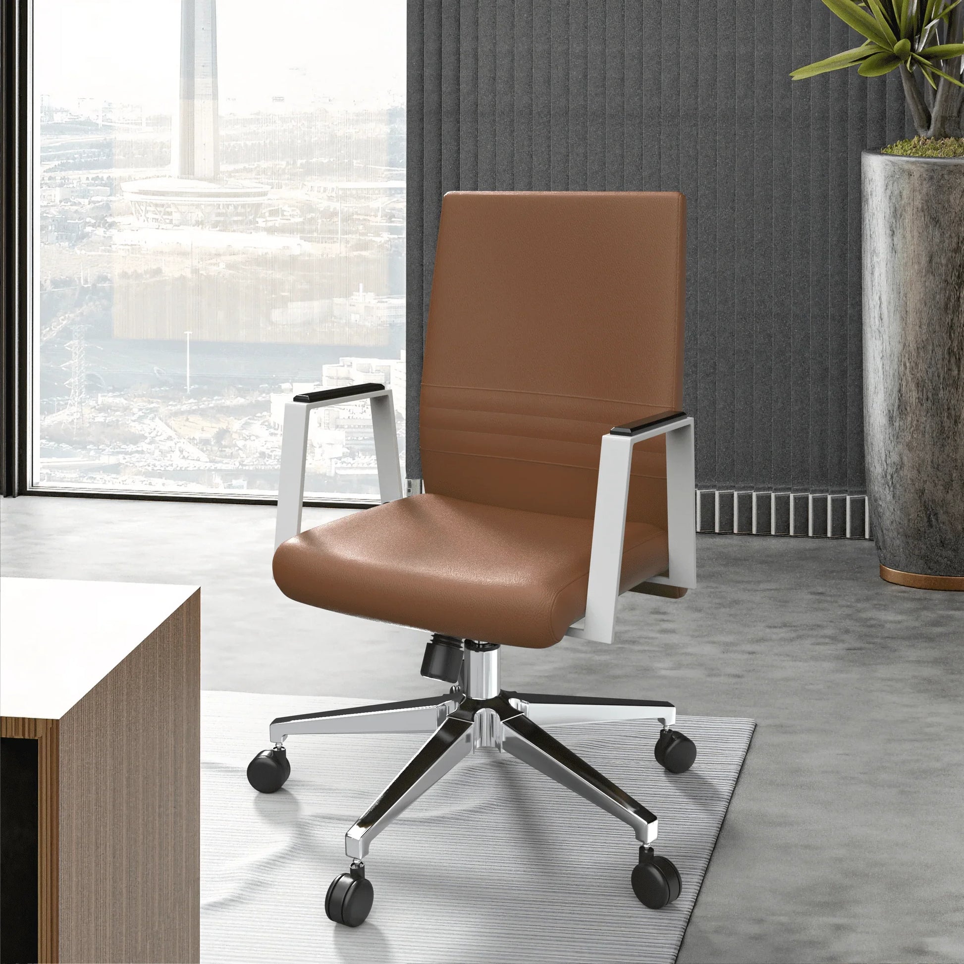 Aleen Leather Office Chair with Adjustable Height, Tilt and 360 Degree Swivel - Elax Furniture