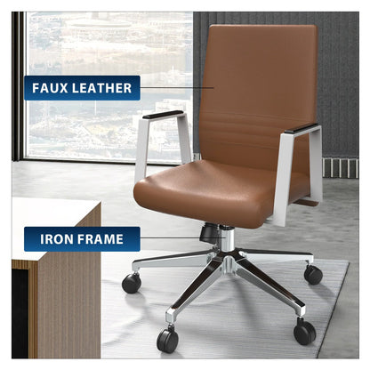 Aleen Leather Office Chair with Adjustable Height, Tilt and 360 Degree Swivel - Elax Furniture
