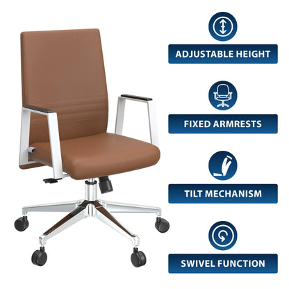 Aleen Leather Office Chair with Adjustable Height, Tilt and 360 Degree Swivel - Elax Furniture