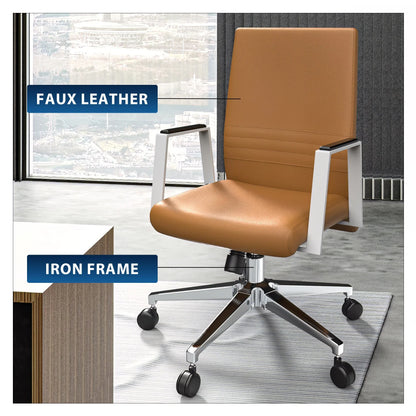 Aleen Leather Office Chair with Adjustable Height, Tilt and 360 Degree Swivel - Elax Furniture