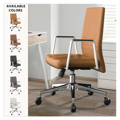 Aleen Leather Office Chair with Adjustable Height, Tilt and 360 Degree Swivel - Elax Furniture