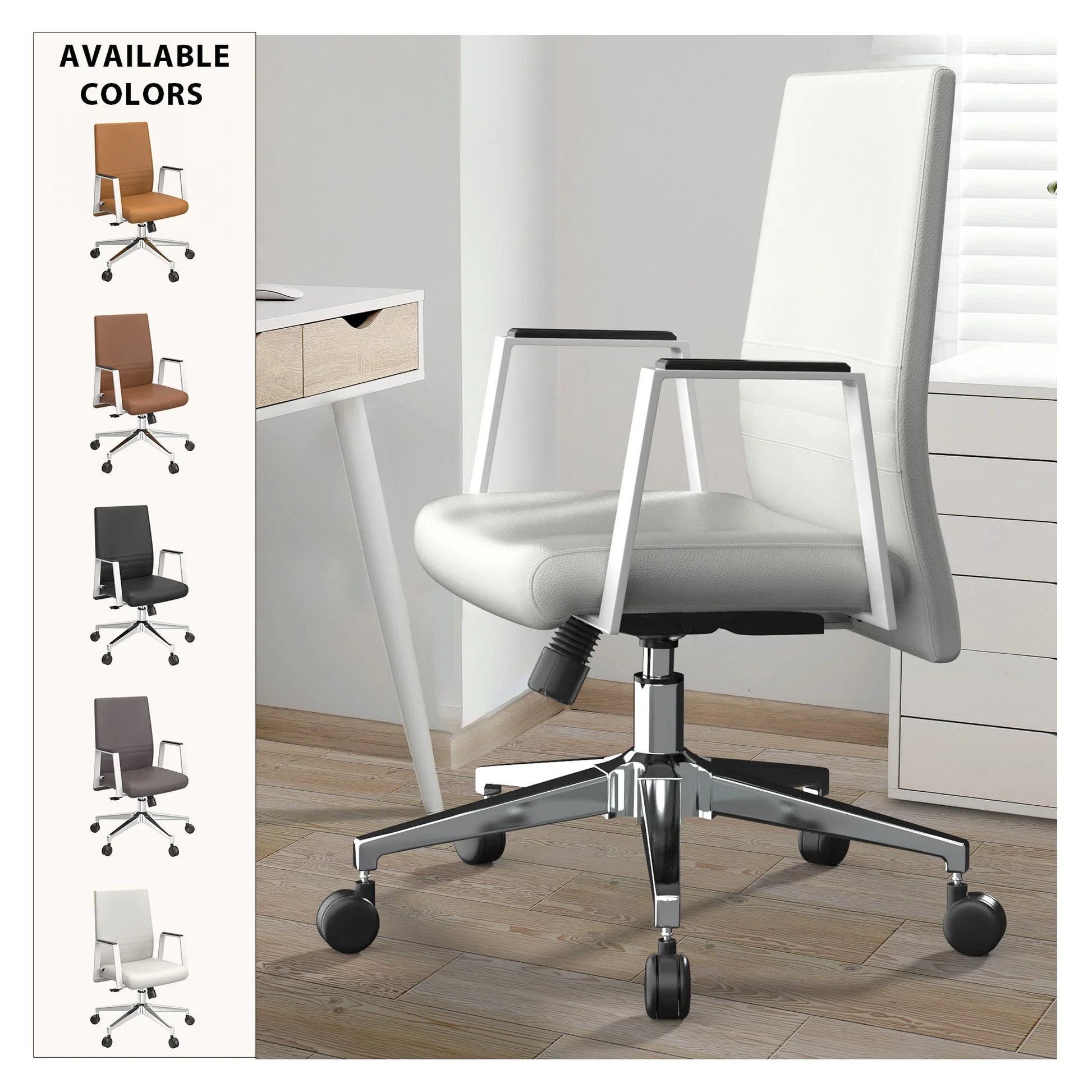 Aleen Leather Office Chair with Adjustable Height, Tilt and 360 Degree Swivel - Elax Furniture