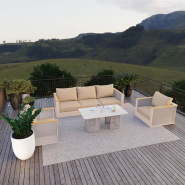 LeisureMod Arvin 4-Piece Conversation Set with Coffee Table, Sofa, and 2 Accent Chairs - Elax Furniture