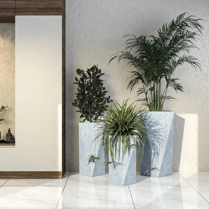 Aloe Tapered Square Fiberstone And MGO Clay Planter For Indoor And Outdoor - Elax Furniture