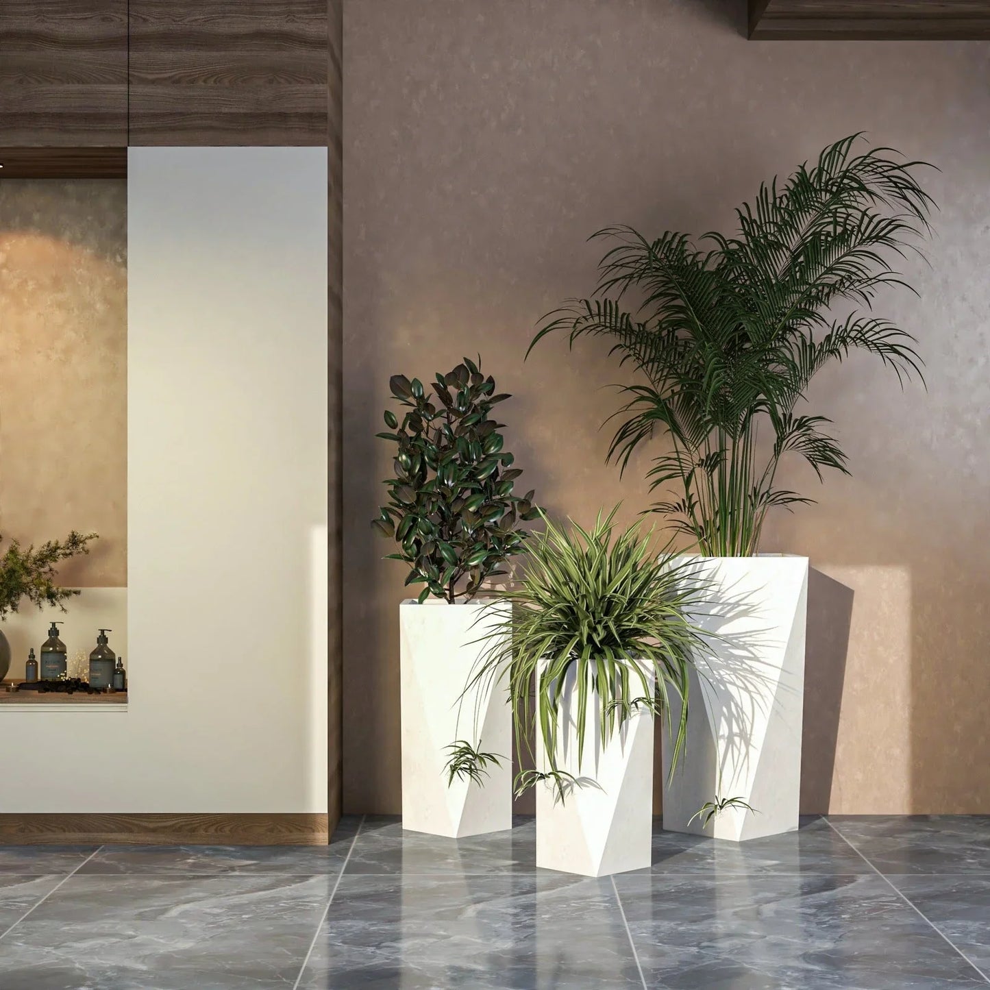 Aloe Tapered Square Fiberstone And MGO Clay Planter For Indoor And Outdoor - Elax Furniture