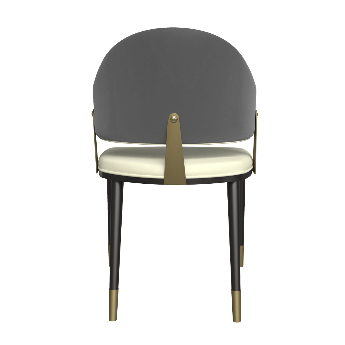 Aria Leather Dining Chair with a Curved Back and Gold Accents Design in Iron Grey Dining Chair Leisuremod